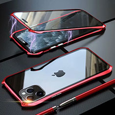 Coque Rebord Bumper Luxe Aluminum Metal Miroir 360 Degres Housse Etui Aimant M10 pour Apple iPhone 11 Pro Max Rouge