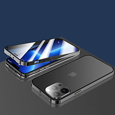 Coque Rebord Bumper Luxe Aluminum Metal Miroir 360 Degres Housse Etui Aimant M10 pour Apple iPhone 13 Pro Noir
