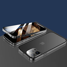 Coque Rebord Bumper Luxe Aluminum Metal Miroir 360 Degres Housse Etui Aimant M10 pour Apple iPhone 14 Pro Noir