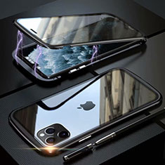 Coque Rebord Bumper Luxe Aluminum Metal Miroir 360 Degres Housse Etui Aimant M11 pour Apple iPhone 11 Pro Max Noir