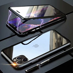 Coque Rebord Bumper Luxe Aluminum Metal Miroir 360 Degres Housse Etui Aimant M12 pour Apple iPhone 11 Pro Max Noir