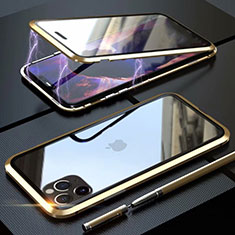 Coque Rebord Bumper Luxe Aluminum Metal Miroir 360 Degres Housse Etui Aimant M12 pour Apple iPhone 11 Pro Or