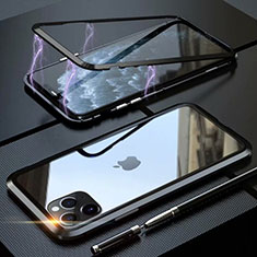 Coque Rebord Bumper Luxe Aluminum Metal Miroir 360 Degres Housse Etui Aimant M14 pour Apple iPhone 11 Pro Max Noir