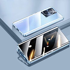 Coque Rebord Bumper Luxe Aluminum Metal Miroir 360 Degres Housse Etui Aimant P01 pour Huawei Honor 100 5G Bleu