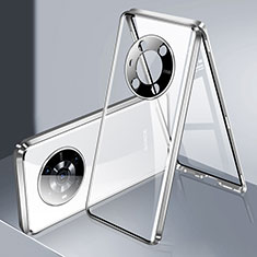 Coque Rebord Bumper Luxe Aluminum Metal Miroir 360 Degres Housse Etui Aimant P01 pour Huawei Honor Magic3 5G Argent