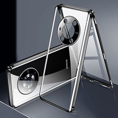 Coque Rebord Bumper Luxe Aluminum Metal Miroir 360 Degres Housse Etui Aimant P01 pour Huawei Honor Magic3 5G Noir