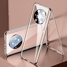 Coque Rebord Bumper Luxe Aluminum Metal Miroir 360 Degres Housse Etui Aimant P01 pour Huawei Honor Magic3 5G Or