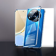 Coque Rebord Bumper Luxe Aluminum Metal Miroir 360 Degres Housse Etui Aimant P01 pour Huawei Honor Magic4 Lite 5G Bleu