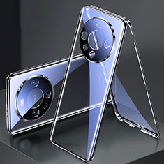 Coque Rebord Bumper Luxe Aluminum Metal Miroir 360 Degres Housse Etui Aimant P01 pour Huawei Mate 60 Noir