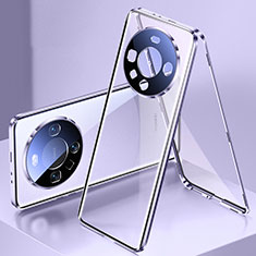 Coque Rebord Bumper Luxe Aluminum Metal Miroir 360 Degres Housse Etui Aimant P01 pour Huawei Mate 60 Violet