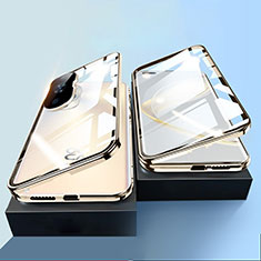 Coque Rebord Bumper Luxe Aluminum Metal Miroir 360 Degres Housse Etui Aimant P01 pour Huawei Nova 11 Pro Or