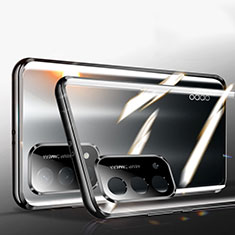 Coque Rebord Bumper Luxe Aluminum Metal Miroir 360 Degres Housse Etui Aimant P01 pour OnePlus Nord N200 5G Noir