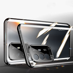 Coque Rebord Bumper Luxe Aluminum Metal Miroir 360 Degres Housse Etui Aimant P01 pour Oppo F19 Pro+ Plus 5G Noir