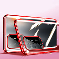 Coque Rebord Bumper Luxe Aluminum Metal Miroir 360 Degres Housse Etui Aimant P01 pour Oppo F19 Pro+ Plus 5G Rouge