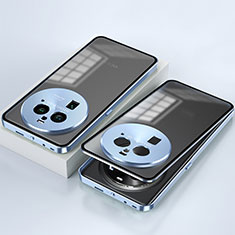 Coque Rebord Bumper Luxe Aluminum Metal Miroir 360 Degres Housse Etui Aimant P01 pour Oppo Find X6 5G Bleu