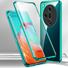 Coque Rebord Bumper Luxe Aluminum Metal Miroir 360 Degres Housse Etui Aimant P01 pour Oppo Find X7 Ultra 5G Vert