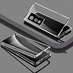 Coque Rebord Bumper Luxe Aluminum Metal Miroir 360 Degres Housse Etui Aimant P01 pour Vivo X70 5G Argent