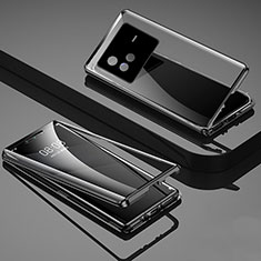 Coque Rebord Bumper Luxe Aluminum Metal Miroir 360 Degres Housse Etui Aimant P01 pour Vivo X80 5G Noir