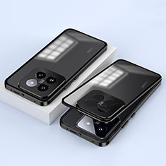 Coque Rebord Bumper Luxe Aluminum Metal Miroir 360 Degres Housse Etui Aimant P01 pour Xiaomi Mi 14 5G Noir