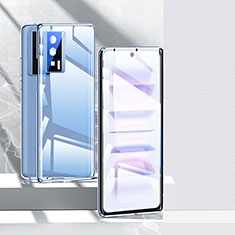 Coque Rebord Bumper Luxe Aluminum Metal Miroir 360 Degres Housse Etui Aimant P01 pour Xiaomi Poco F5 Pro 5G Bleu
