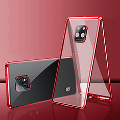 Coque Rebord Bumper Luxe Aluminum Metal Miroir 360 Degres Housse Etui Aimant P01 pour Xiaomi Redmi 10X 5G Rouge