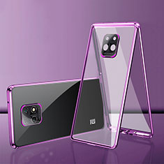 Coque Rebord Bumper Luxe Aluminum Metal Miroir 360 Degres Housse Etui Aimant P01 pour Xiaomi Redmi 10X 5G Violet