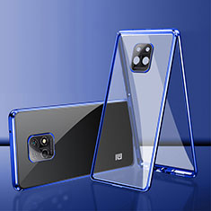 Coque Rebord Bumper Luxe Aluminum Metal Miroir 360 Degres Housse Etui Aimant P01 pour Xiaomi Redmi 10X Pro 5G Bleu