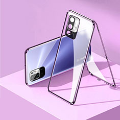 Coque Rebord Bumper Luxe Aluminum Metal Miroir 360 Degres Housse Etui Aimant P01 pour Xiaomi Redmi Note 10T 5G Violet