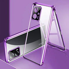 Coque Rebord Bumper Luxe Aluminum Metal Miroir 360 Degres Housse Etui Aimant P01 pour Xiaomi Redmi Note 11T Pro 5G Violet