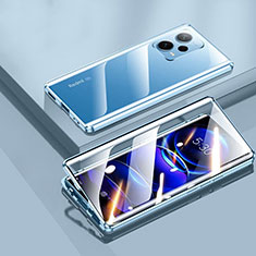 Coque Rebord Bumper Luxe Aluminum Metal Miroir 360 Degres Housse Etui Aimant P01 pour Xiaomi Redmi Note 12 5G Bleu