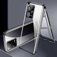 Coque Rebord Bumper Luxe Aluminum Metal Miroir 360 Degres Housse Etui Aimant P01 pour Xiaomi Redmi Note 12 Explorer Noir