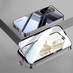Coque Rebord Bumper Luxe Aluminum Metal Miroir 360 Degres Housse Etui Aimant P02 pour Huawei Honor 100 Pro 5G Noir