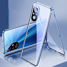 Coque Rebord Bumper Luxe Aluminum Metal Miroir 360 Degres Housse Etui Aimant P02 pour Huawei Honor 50 SE 5G Bleu