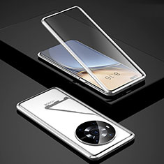 Coque Rebord Bumper Luxe Aluminum Metal Miroir 360 Degres Housse Etui Aimant P02 pour Huawei Honor Magic3 5G Argent