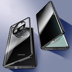 Coque Rebord Bumper Luxe Aluminum Metal Miroir 360 Degres Housse Etui Aimant P02 pour Huawei Honor Magic5 Pro 5G Noir