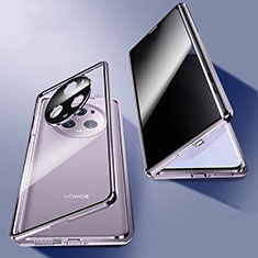 Coque Rebord Bumper Luxe Aluminum Metal Miroir 360 Degres Housse Etui Aimant P02 pour Huawei Honor Magic5 Pro 5G Violet