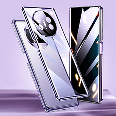 Coque Rebord Bumper Luxe Aluminum Metal Miroir 360 Degres Housse Etui Aimant P02 pour Huawei Mate X3 Violet