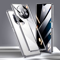 Coque Rebord Bumper Luxe Aluminum Metal Miroir 360 Degres Housse Etui Aimant P02 pour Huawei Mate X5 Argent
