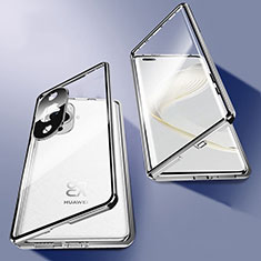 Coque Rebord Bumper Luxe Aluminum Metal Miroir 360 Degres Housse Etui Aimant P02 pour Huawei Nova 11 Pro Argent