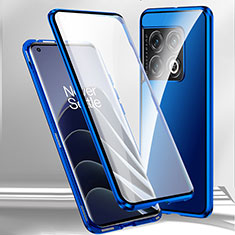 Coque Rebord Bumper Luxe Aluminum Metal Miroir 360 Degres Housse Etui Aimant P02 pour OnePlus 11 5G Bleu