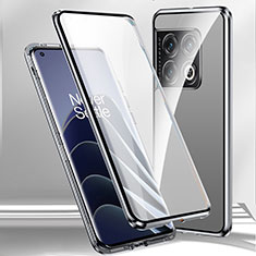 Coque Rebord Bumper Luxe Aluminum Metal Miroir 360 Degres Housse Etui Aimant P02 pour OnePlus 11R 5G Argent