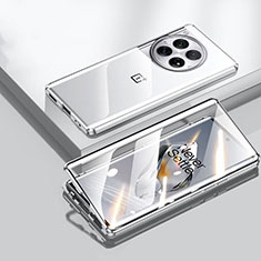 Coque Rebord Bumper Luxe Aluminum Metal Miroir 360 Degres Housse Etui Aimant P02 pour OnePlus 12 5G Argent