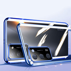 Coque Rebord Bumper Luxe Aluminum Metal Miroir 360 Degres Housse Etui Aimant P02 pour Oppo A55S 5G Bleu