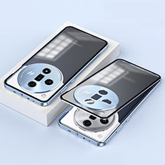 Coque Rebord Bumper Luxe Aluminum Metal Miroir 360 Degres Housse Etui Aimant P02 pour Oppo Find X7 Ultra 5G Bleu