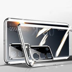 Coque Rebord Bumper Luxe Aluminum Metal Miroir 360 Degres Housse Etui Aimant P02 pour Oppo K9 5G Argent