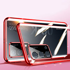 Coque Rebord Bumper Luxe Aluminum Metal Miroir 360 Degres Housse Etui Aimant P02 pour Oppo K9 5G Rouge