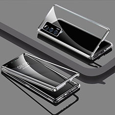 Coque Rebord Bumper Luxe Aluminum Metal Miroir 360 Degres Housse Etui Aimant P02 pour Realme GT 5G Argent