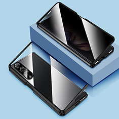 Coque Rebord Bumper Luxe Aluminum Metal Miroir 360 Degres Housse Etui Aimant P02 pour Samsung Galaxy Z Fold4 5G Noir