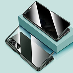 Coque Rebord Bumper Luxe Aluminum Metal Miroir 360 Degres Housse Etui Aimant P02 pour Samsung Galaxy Z Fold4 5G Vert