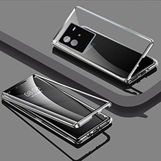 Coque Rebord Bumper Luxe Aluminum Metal Miroir 360 Degres Housse Etui Aimant P02 pour Vivo iQOO Neo6 5G Argent